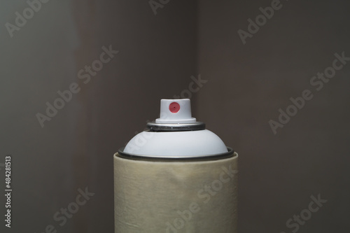 Atomizer of spray paint can close up