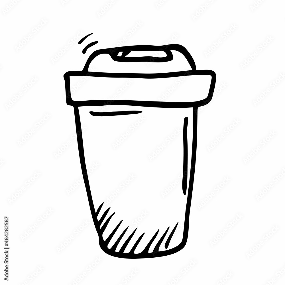 doodle icon. take away coffee cup. vector illustration