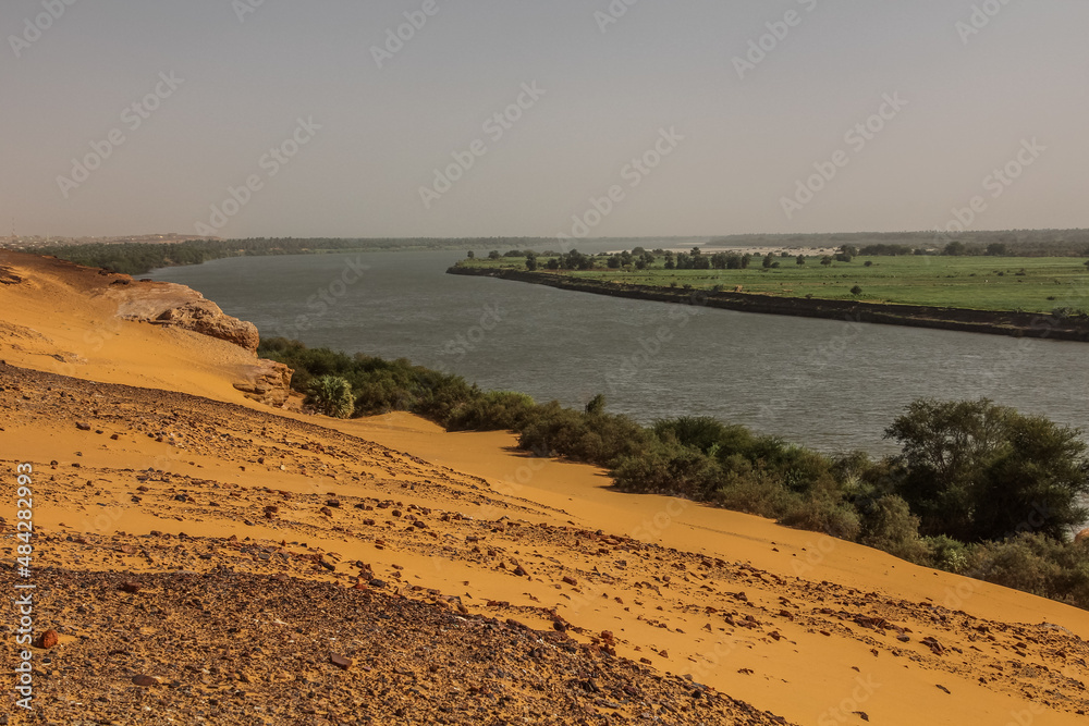 View of Nile river near Old Dongola deserted town, Sudan View of Nile river near Old Dongola deserted town, Sudan