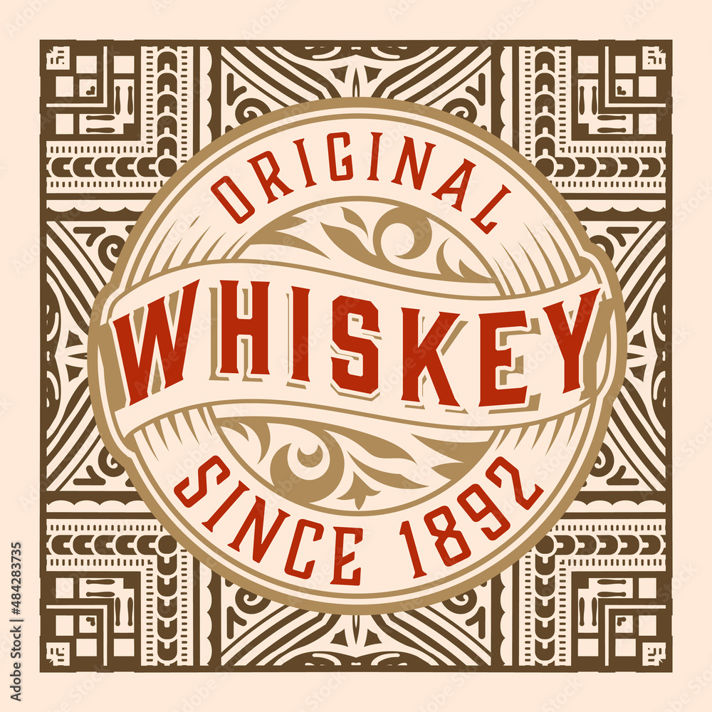 Whiskey label with old frames