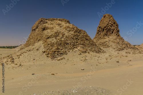 View of Nuri pyramids in the desert near Karima town  Sudan