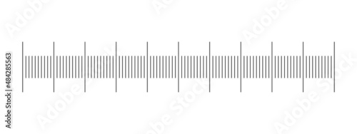 Horizontal thermometer scale. Template for meteorological or medical measuring tool isolated on white background. Vector outline illustration.