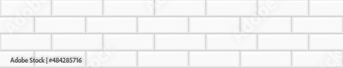 Kitchen or bathroom white metro tile seamless pattern. Stone brick wall background. Vector flat illustration.