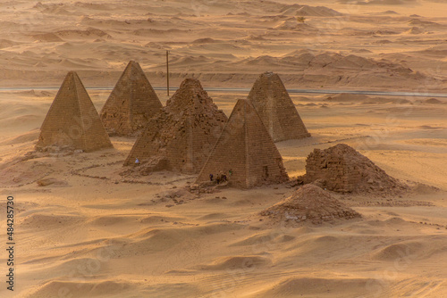 Aerial view of Barkal pyramids near Karima town, Sudan photo
