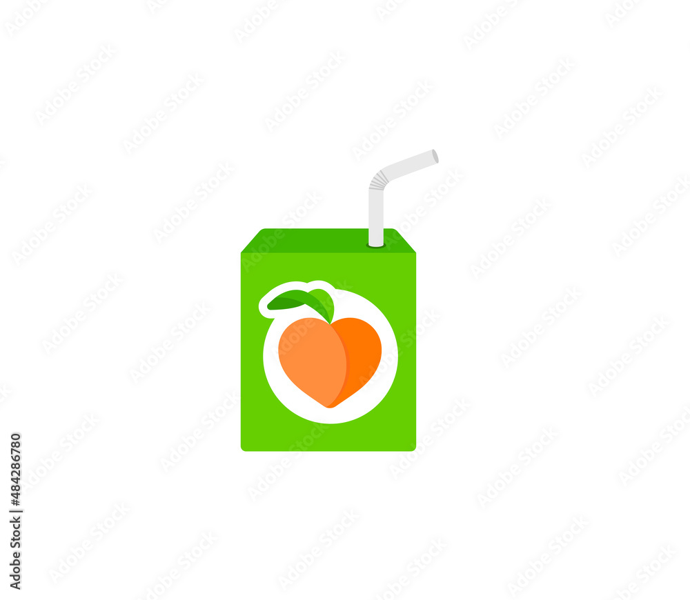 Juice Box with straw vector isolated icon. Emoji illustration. Beverage