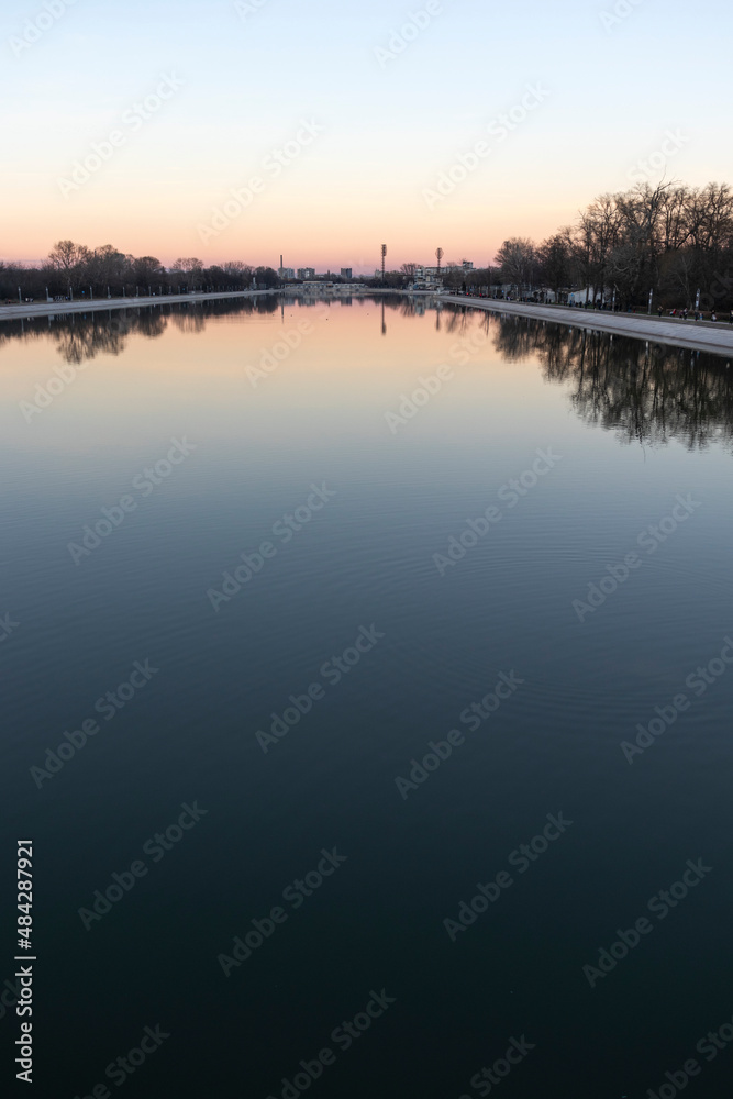 Sunset view of Rowing Venue in city of Plovdiv, Bulgaria