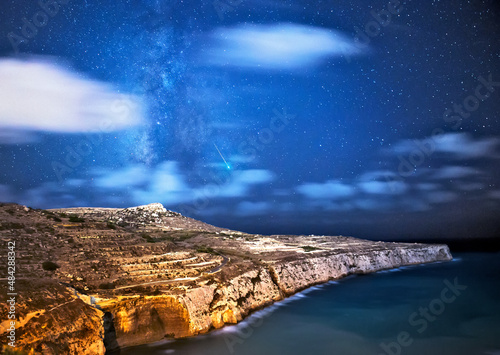 Meteor flare over Fomm ir-Rih Cliffs photo