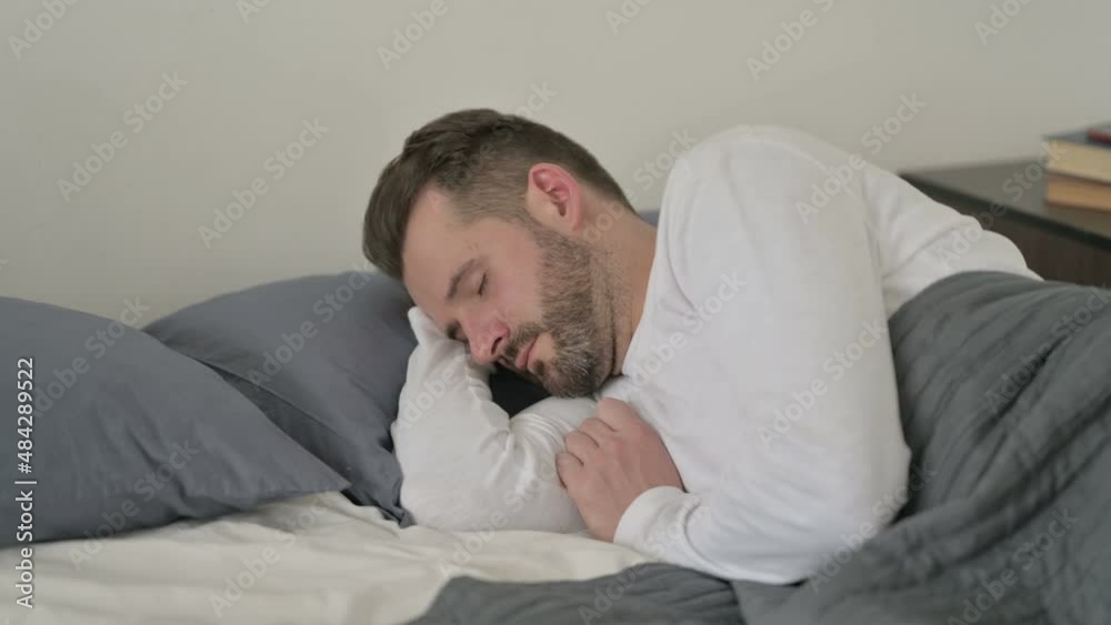 Man Sleeping in Bed Peacefully Man Sleeping in Bed Peacefully