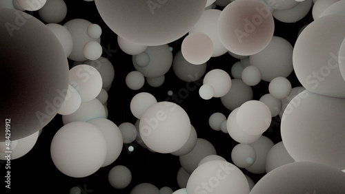 Spreading white ball with black background (3D Rendering)