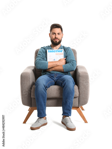 Handsome bearded man with m...