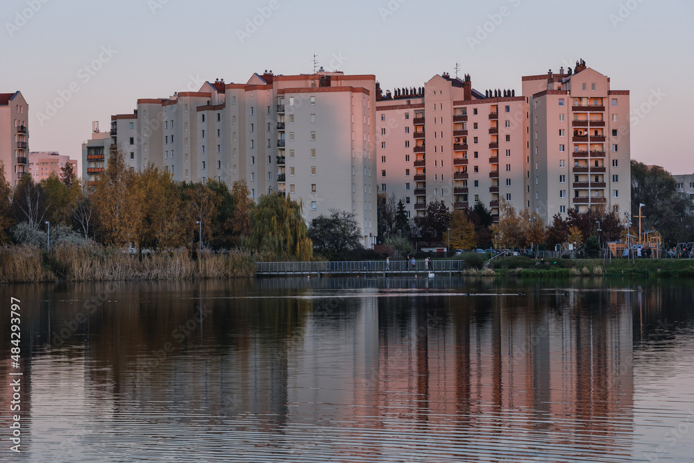 Apartment buildings in Goclaw area of Warsaw city, Poland