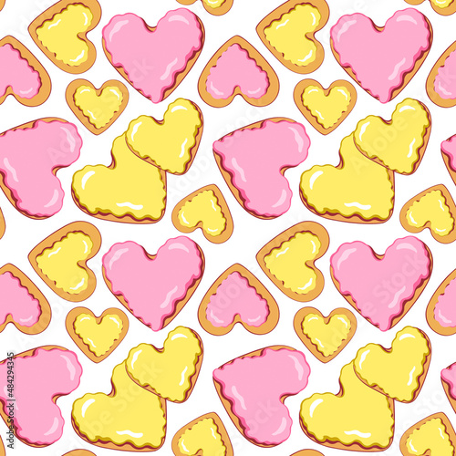 Large ginger hearts are pink and yellow