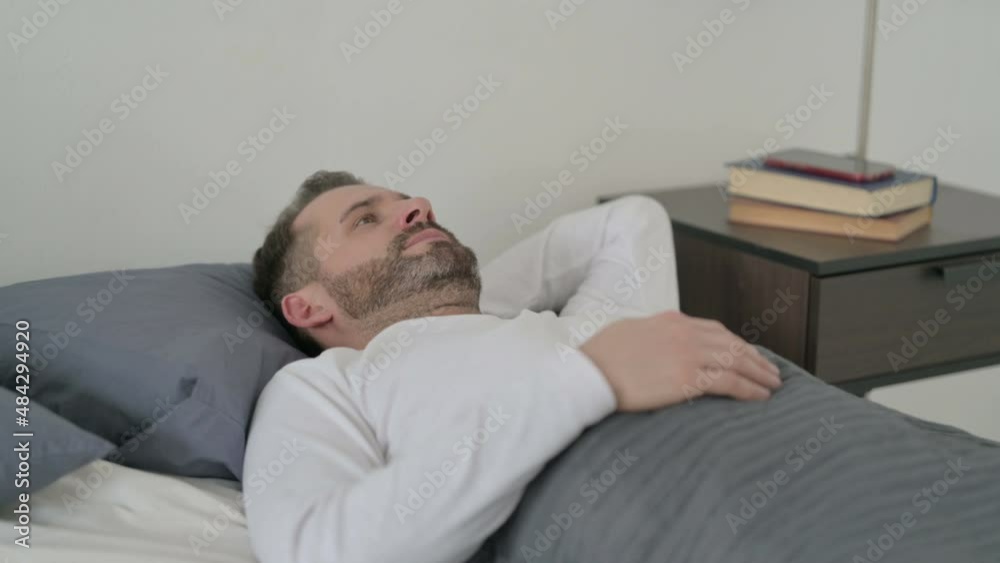 Man Unable to Sleep in Bed Man Unable to Sleep in Bed
