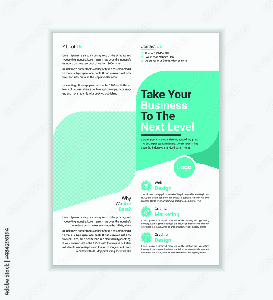 Cyan Corporate Brochure, Flyer Template In A4