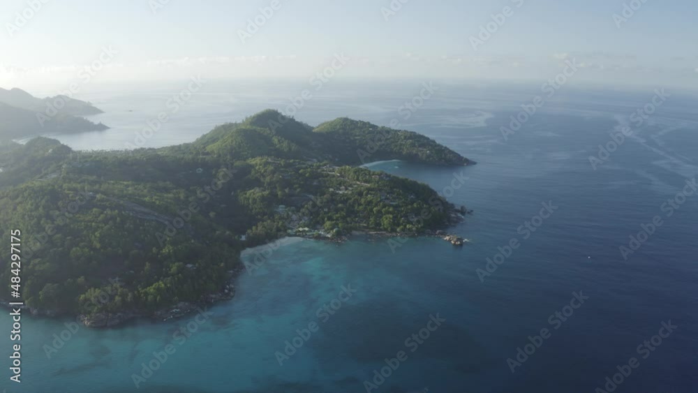 Panoramic aerial view of the endless coastline near Anse a La Mouche, Anse Boileau, Seychelles. Panoramic aerial view of the endless coastline near Anse a La Mouche, Anse Boileau, Seychelles.