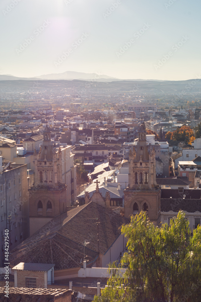 Vista panoramica ciudad de Granada desde mirador, España