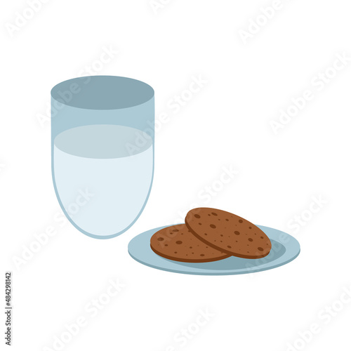 illustration vector glass of milk and cookies 