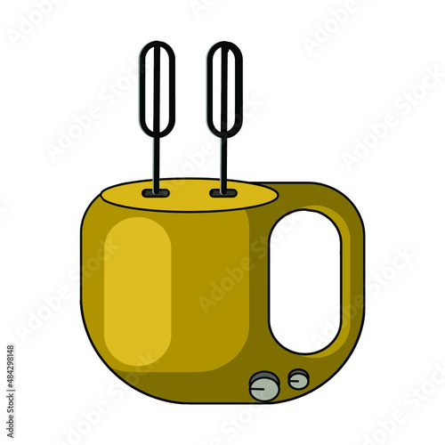 vector illustration household appliances mixer kitchen helper healthy food. 