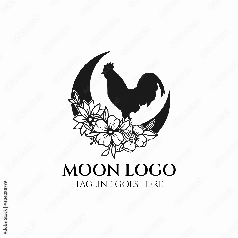 Fototapeta premium Moon rooster logo