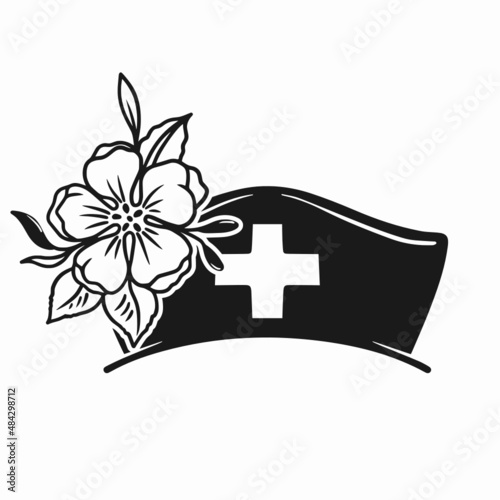 Floral Nurse Hat svg