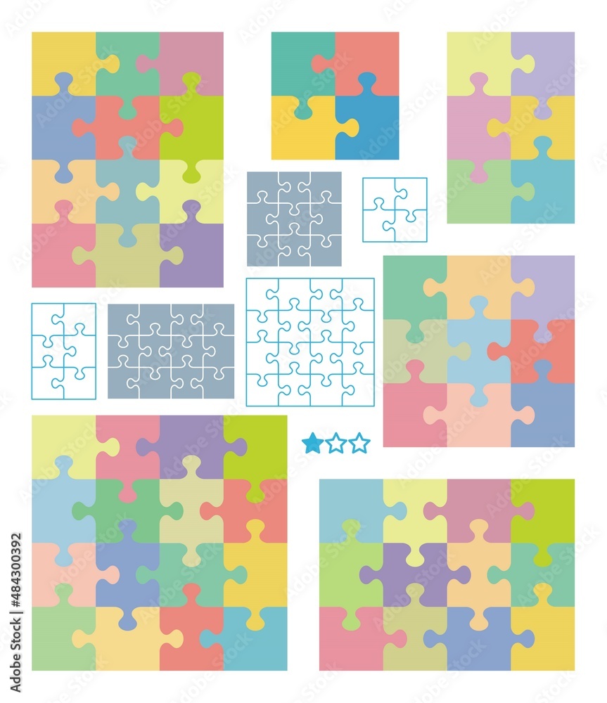 Vector jigsaw puzzle patterns of various dimensions
Vector jigsaw puzzle patterns of various dimensions
