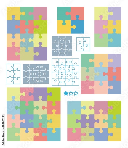 Vector jigsaw puzzle patterns of various dimensions
