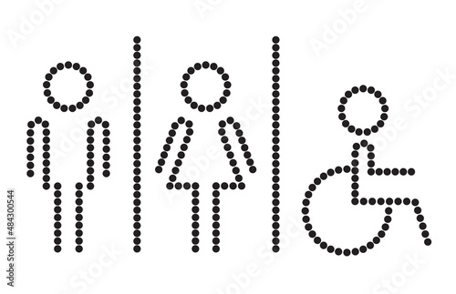 Men and women restroom icon, men and women bathroom dots sign.Toilet vector icon for any use. Vector illustrator.