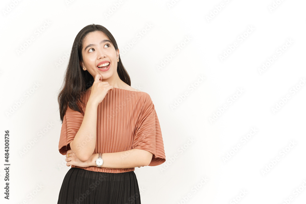 Thinking Gesture Of Beautiful Asian Woman Isolated On White Background Thinking Gesture Of Beautiful Asian Woman Isolated On White Background