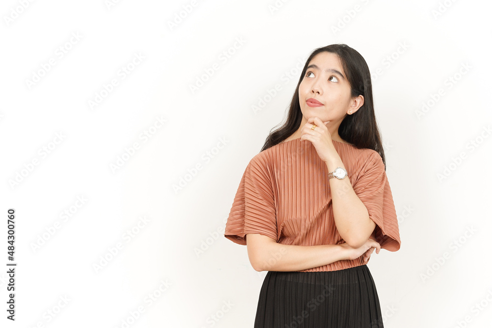 Thinking Gesture Of Beautiful Asian Woman Isolated On White Background Thinking Gesture Of Beautiful Asian Woman Isolated On White Background