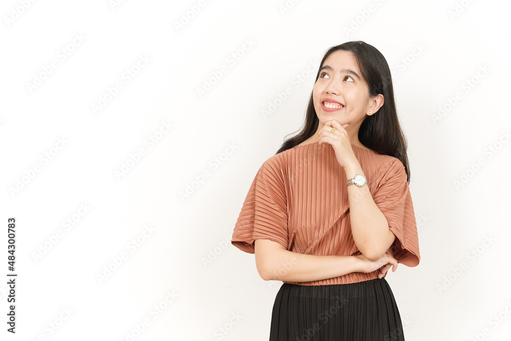 Thinking Gesture Of Beautiful Asian Woman Isolated On White Background Thinking Gesture Of Beautiful Asian Woman Isolated On White Background