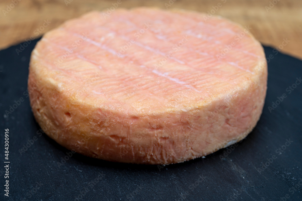 Munster gerome French cheese, strong-smelling soft cheese with subtle taste, made mainly from milk first produced in Vosges mountains Munster gerome French cheese, strong-smelling soft cheese with subtle taste, made mainly from milk first produced in Vosges mountains