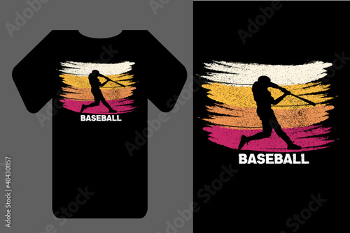 Mockup t shirt silhouette baseball retro vintage