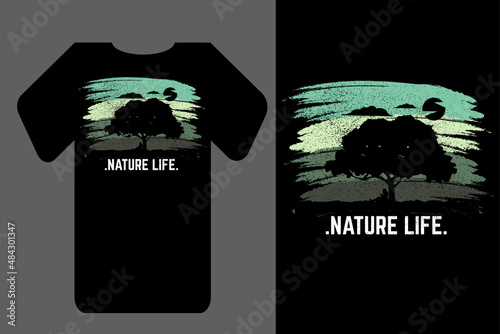 Mockup t shirt silhouette nature life retro vintage