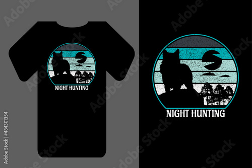 Mockup t shirt silhouette night hunting retro vintage