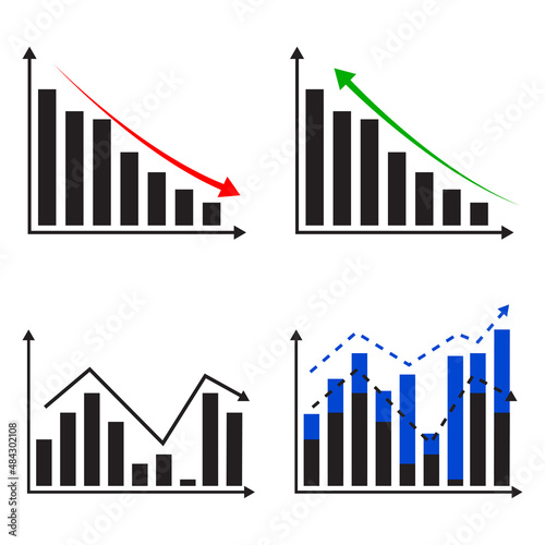 Business chart icon. Financial diagram. Marketing concept. Information slide. Line art. Vector illustration. Stock image. 