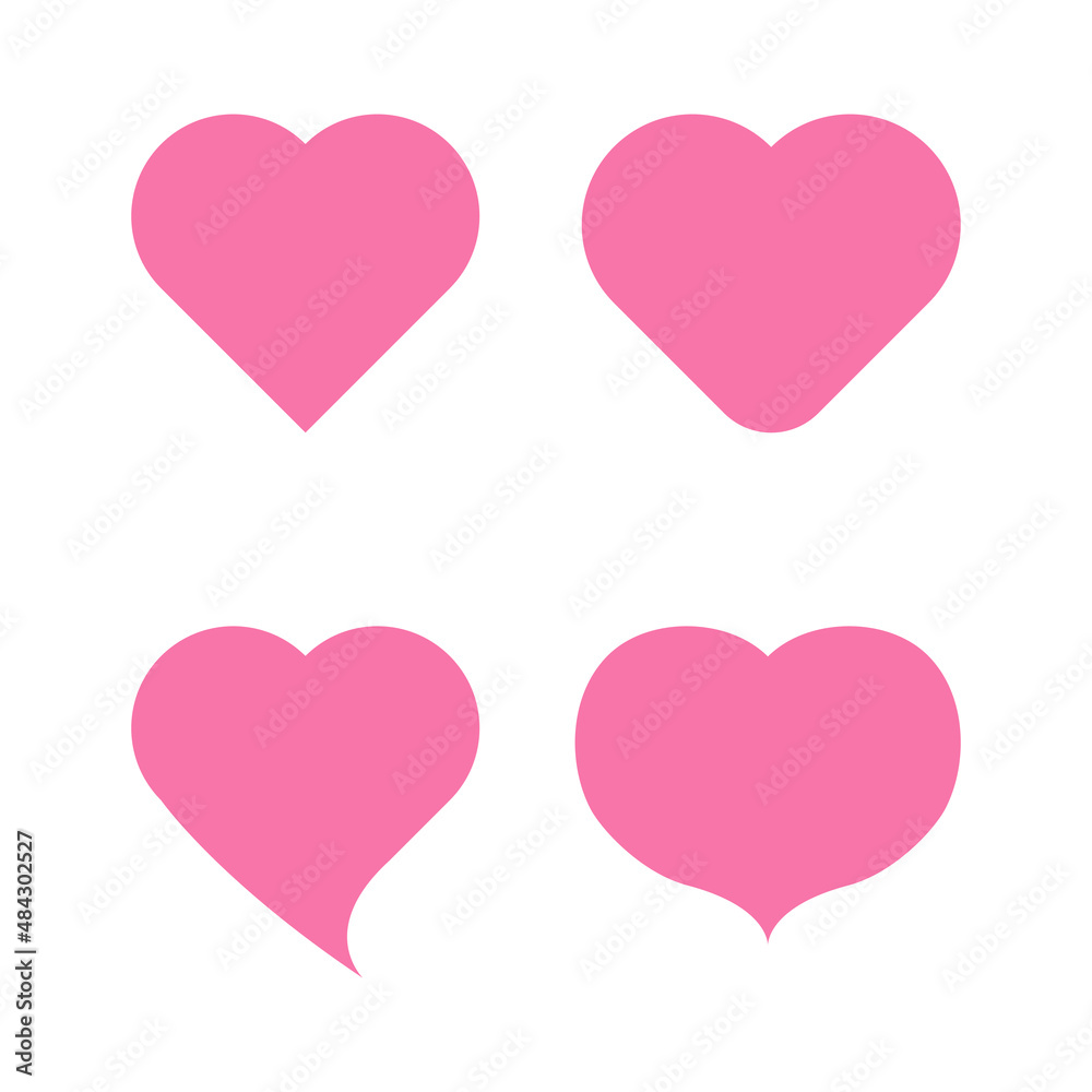 set of hearth shapes in pink color.love vector illustration