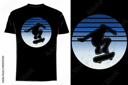 Hell flip skate silhouette t shirt mockup retro vintage