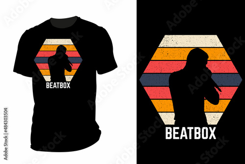 Beat box silhouette t shirt mockup retro vintage