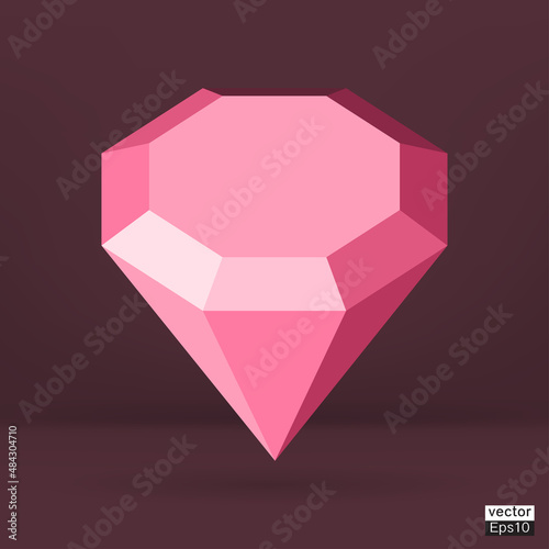 Pink diamond jewelry icon  ion dark pink background vector. vector line icon.