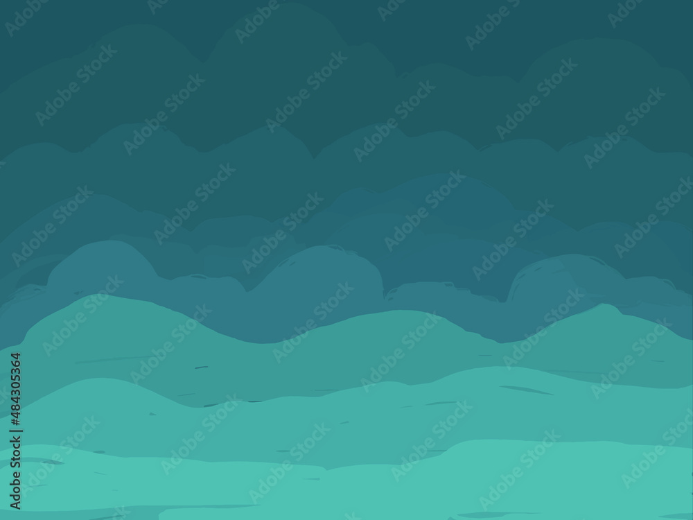 vector illustration blue background clouds sea 