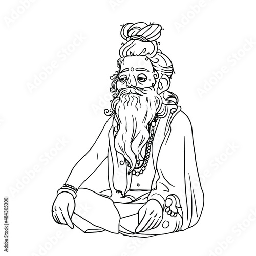 vector illustration of yogi from india meditation 