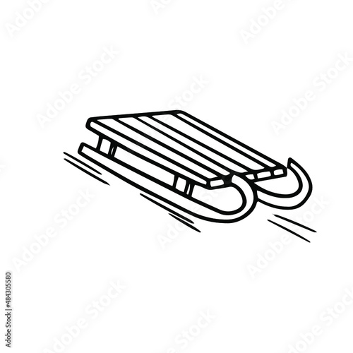 vector illustration christmas theme linear drawing sketch doodle sled