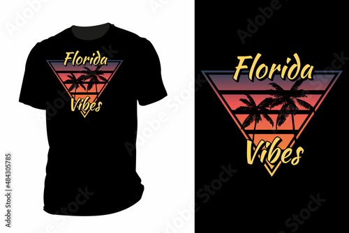 Florida vibes silhouette t shirt mockup retro vintage