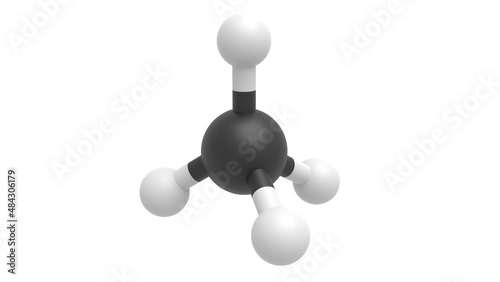 methane molecular structure 3d representation, greenhouse effect gas or a flammable natural gas located in the atmosphere