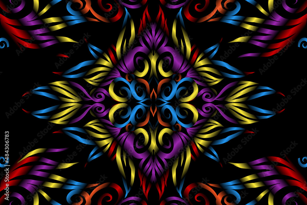 colourful caleidoscope classic gradient flower art pattern of traditional tenun batik ethnic dayak ornament for wallpaper ads background sticker or clothing colourful caleidoscope classic gradient flower art pattern of traditional tenun batik ethnic dayak ornament for wallpaper ads background sticker or clothing