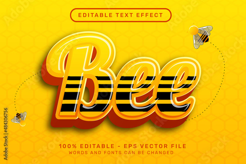Editable text effect - 3d honey bee style concept	