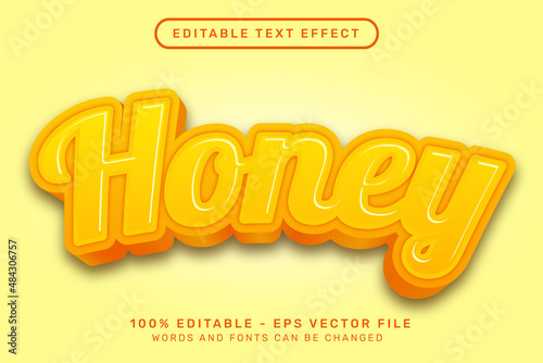 Editable text effect - 3d honey bee style concept	