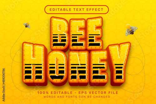Editable text effect - 3d honey bee style concept	