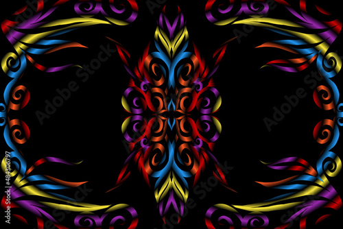colourful caleidoscope classic gradient flower art pattern of traditional tenun batik ethnic dayak ornament for wallpaper ads background sticker or clothing