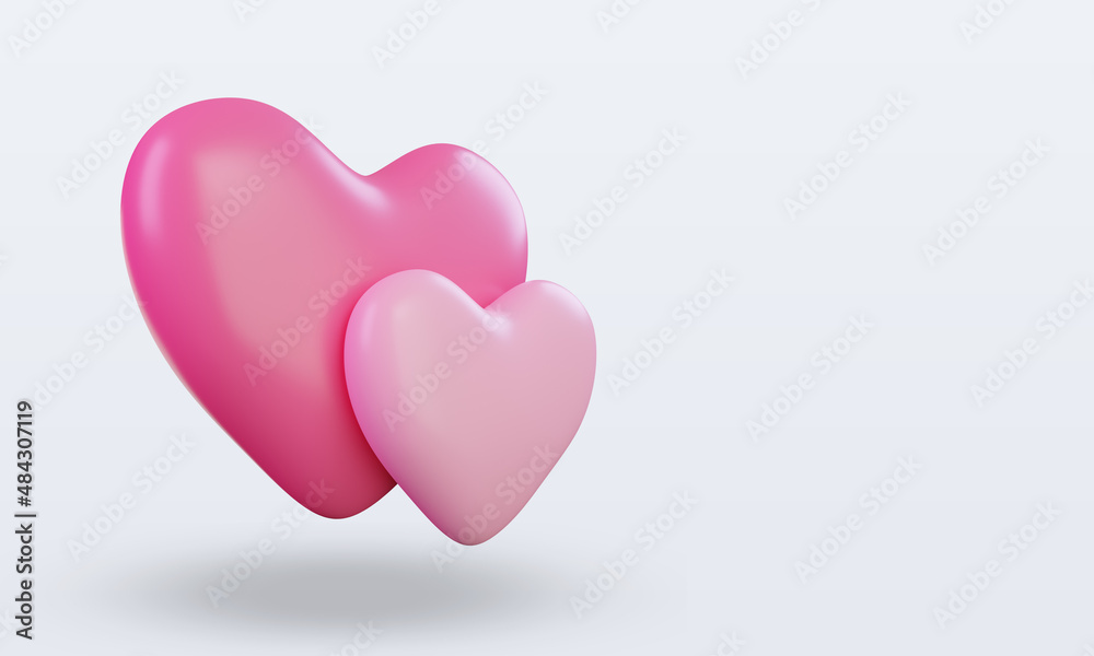 3d Valentine day double Love icon rendering left view